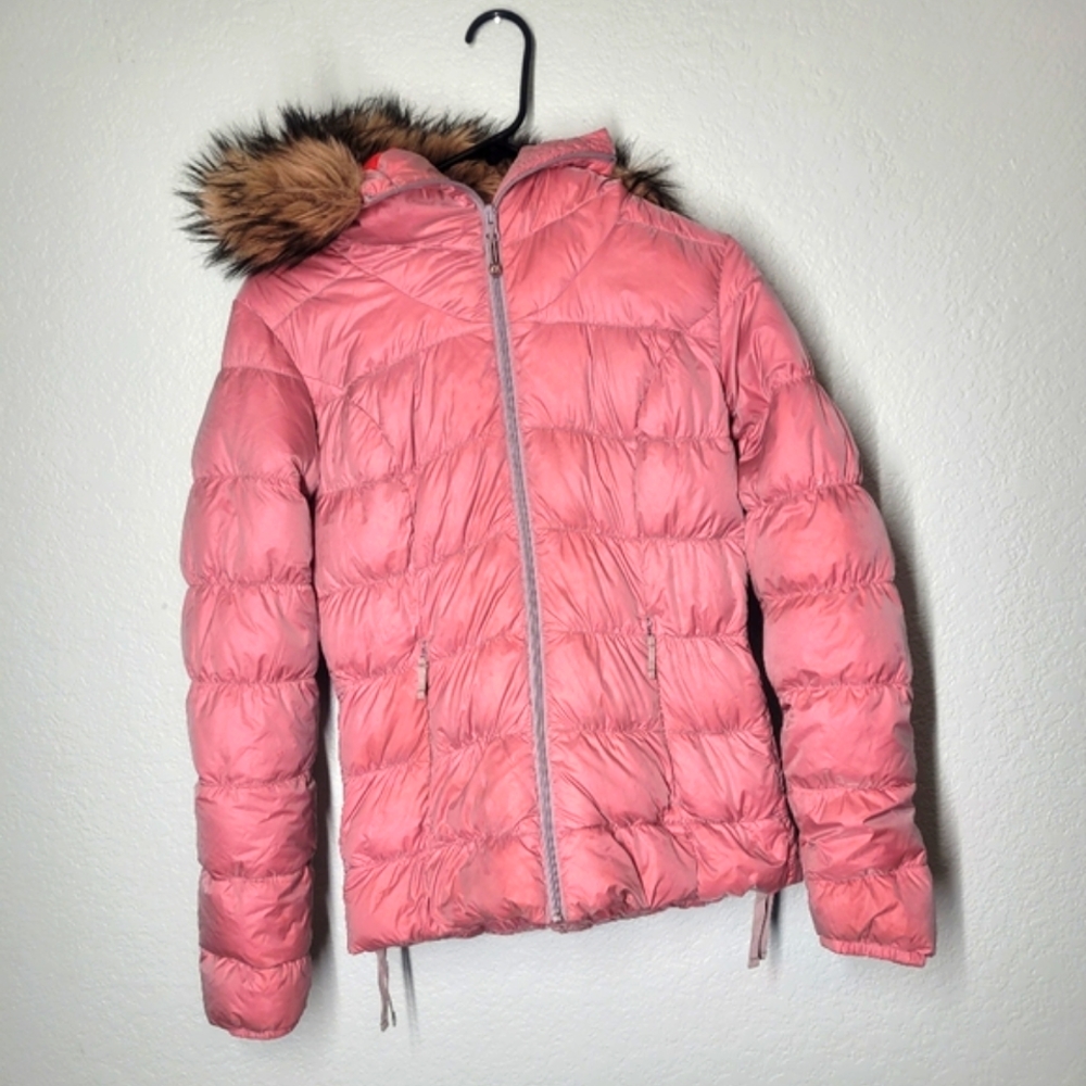 Warm & Cozy Eddie Bauer Premium 550 Fill Power Goose Down Pink Zip-Up Ja…